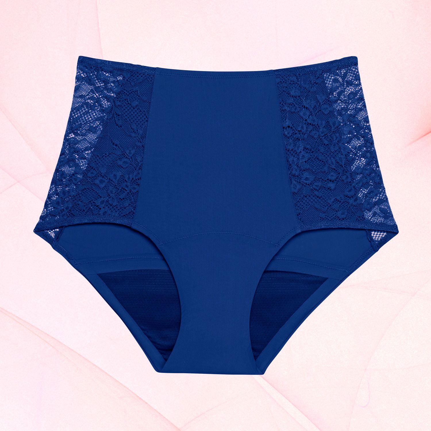 Highwaist Floral Heavy Deep Blue Front 01