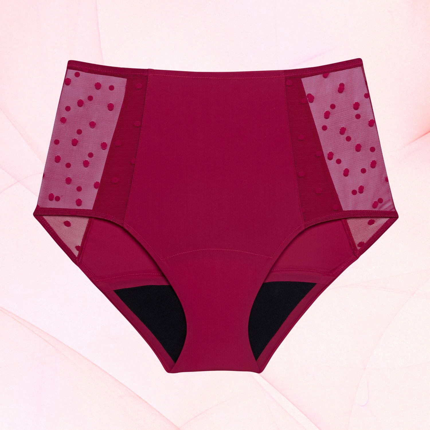 Highwaist Dots Moderate Burgundy Front 01