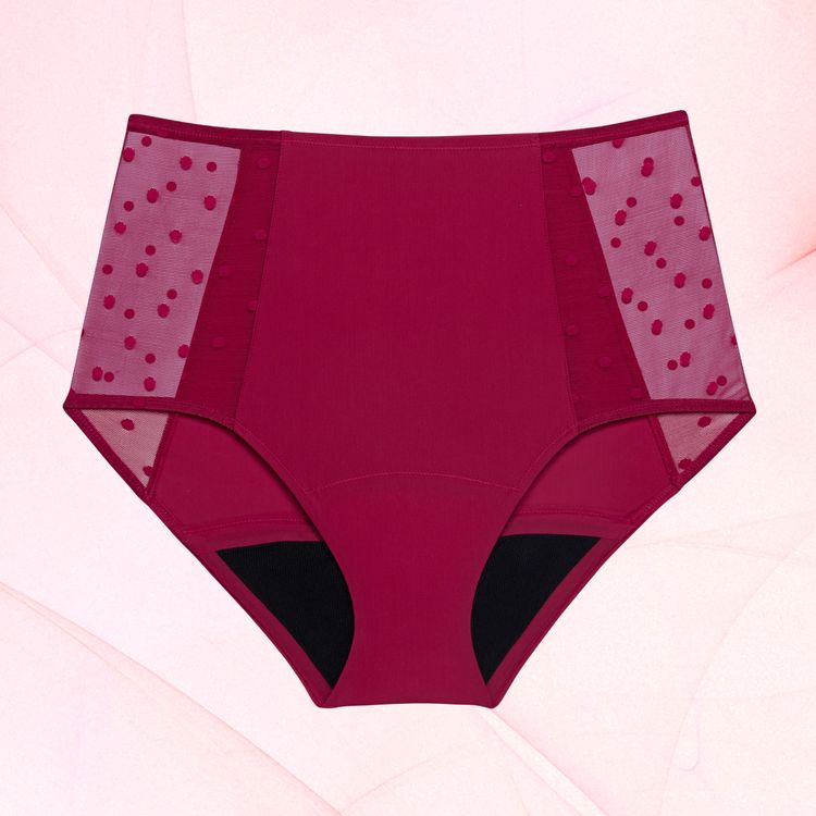 Highwaist Dots Moderate Burgundy Front 01