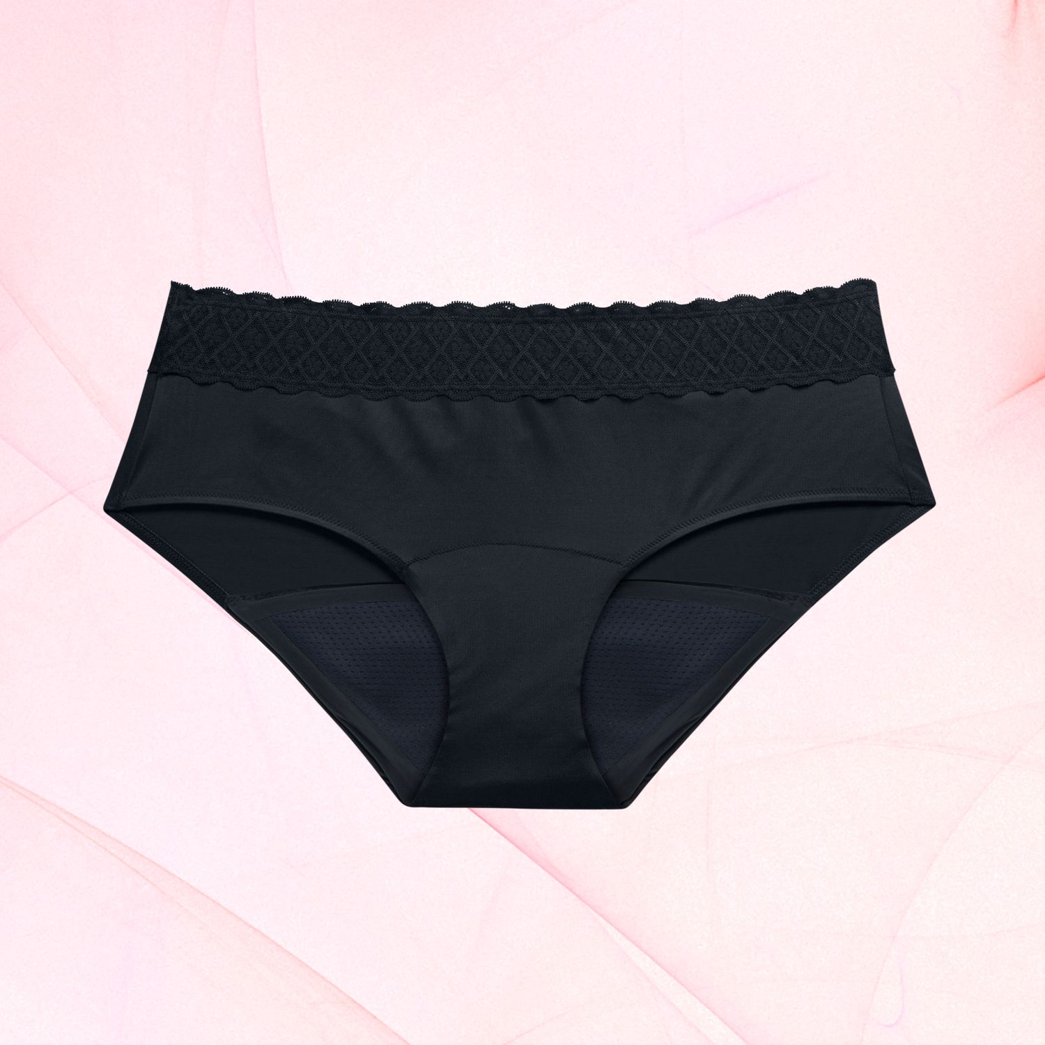 Hipster Heavy Lace Waistband Black Front Fluid