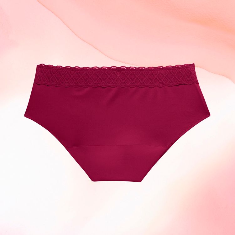 Hipster Moderate Lace Waistband Burgundy Back Fluid