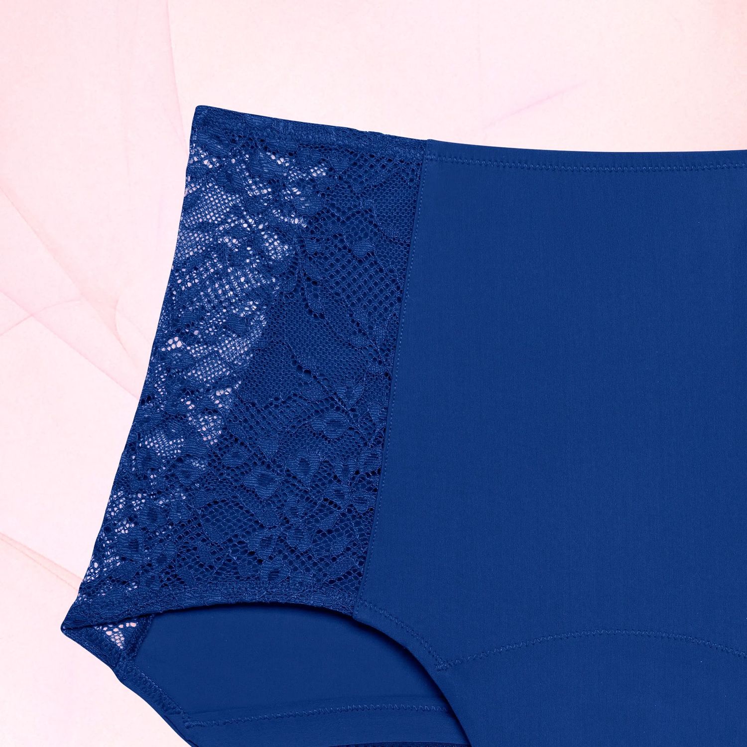 Highwaist Floral Heavy Deep Blue Front Crop