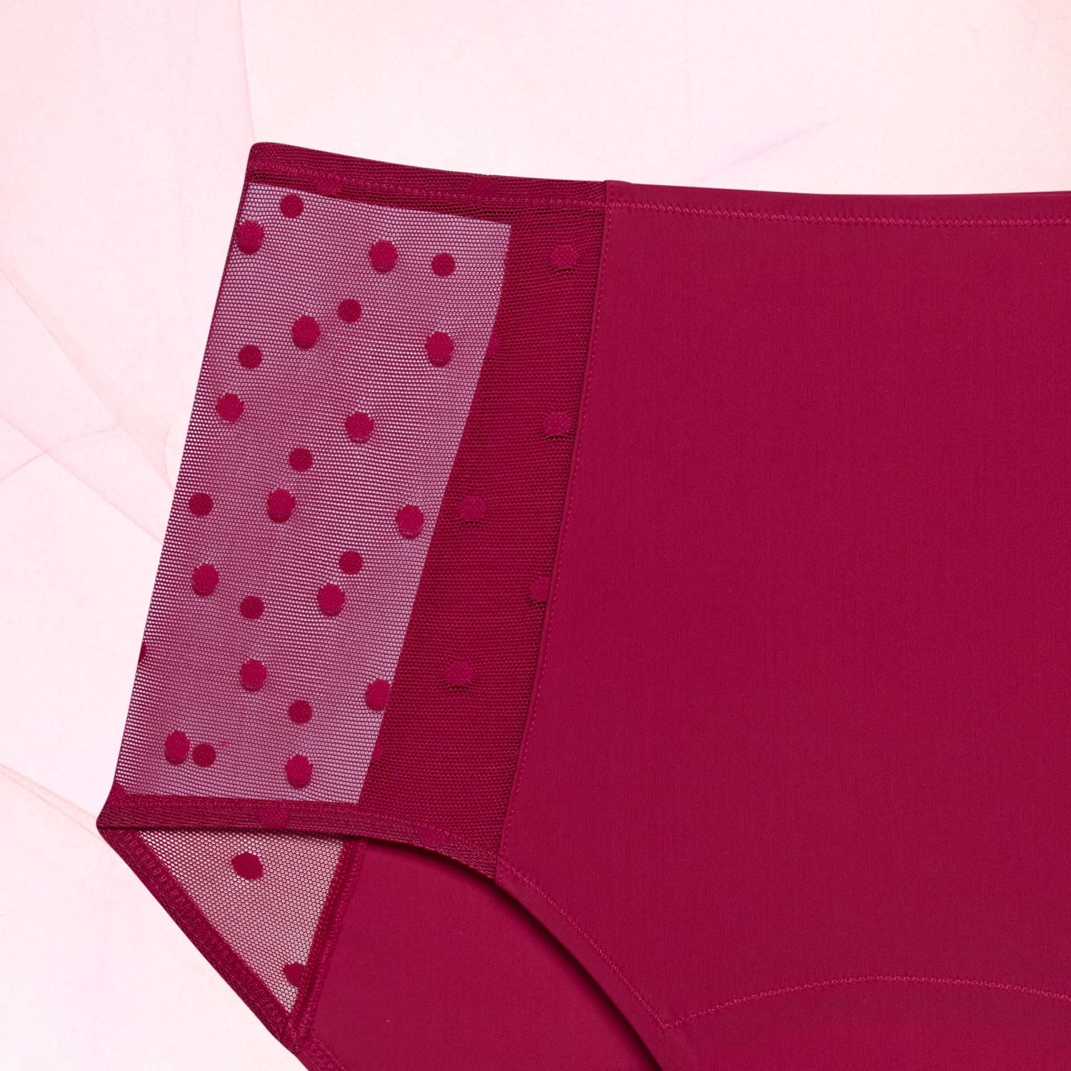 Highwaist Dots Moderate Burgundy Front Crop