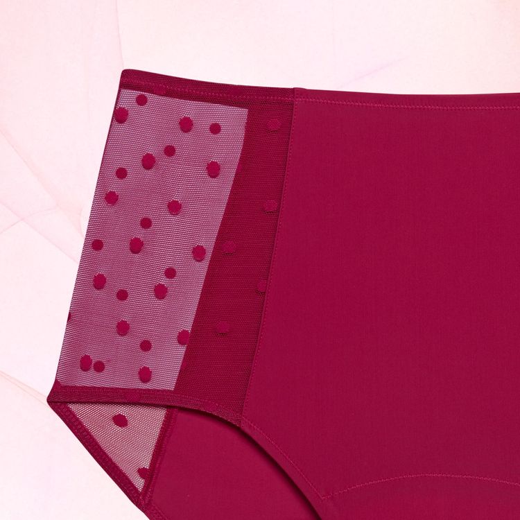 Highwaist Dots Moderate Burgundy Front Crop