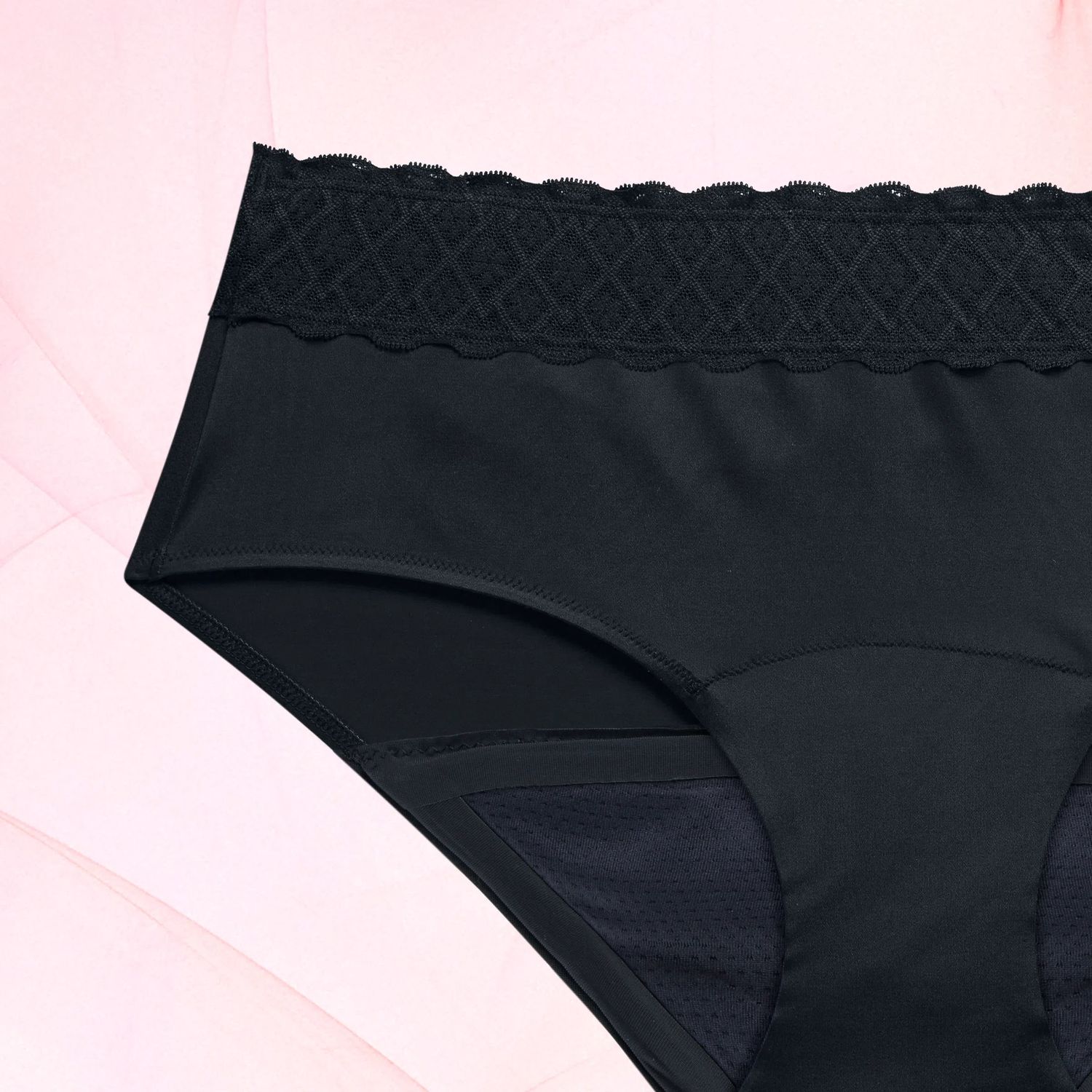 Hipster Heavy Lace Waistband Black Front Crop Fluid