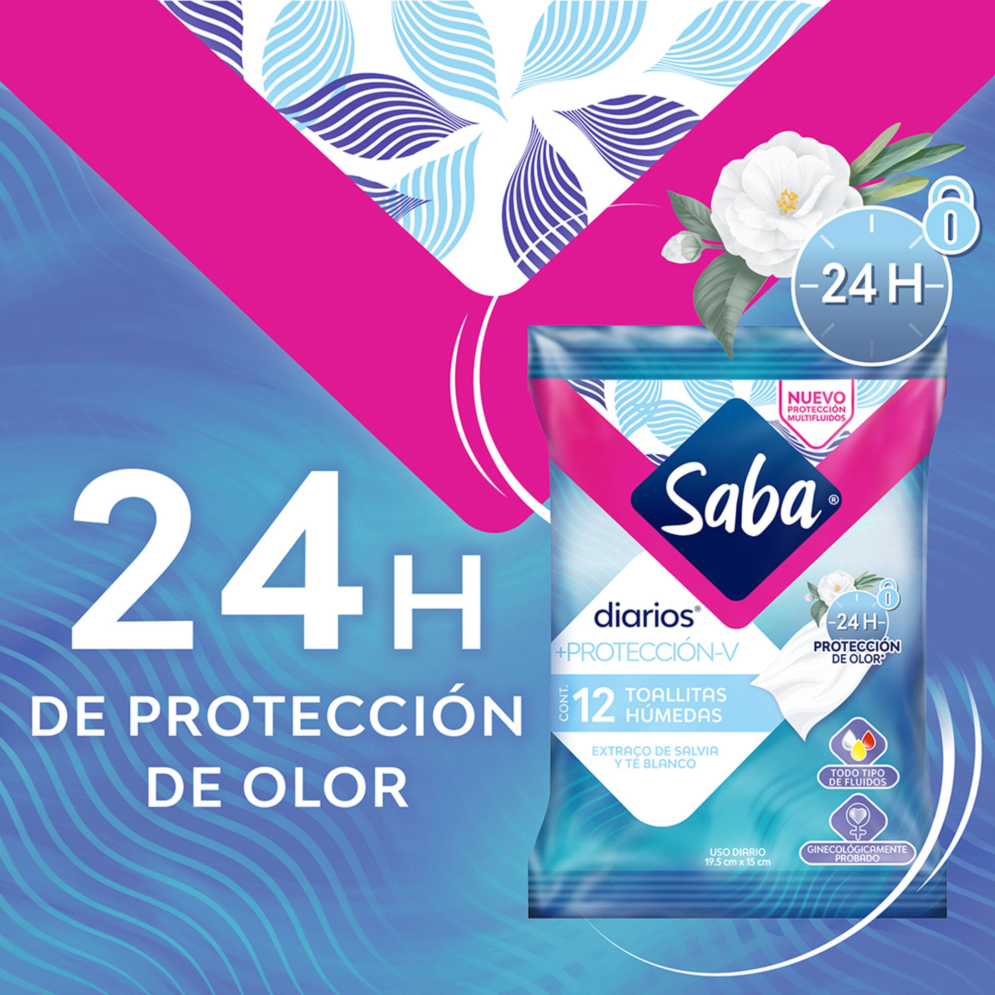 Saba® Diarios® +protección-V Toallitas Húmedas Protección-V