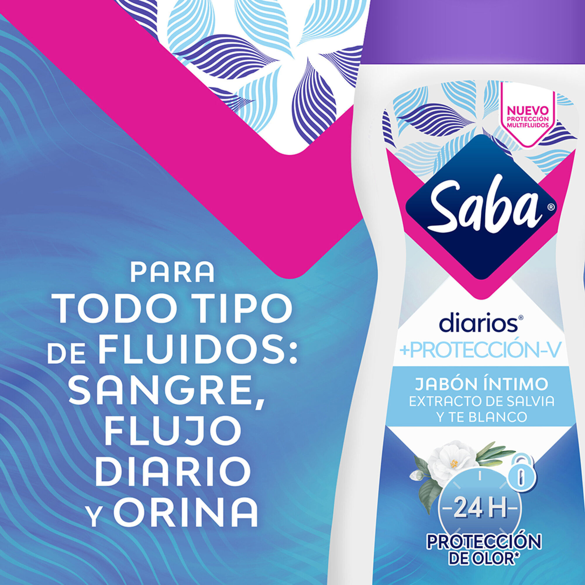 Saba® Diarios® +protección-V Jabón Íntimo +protección-V